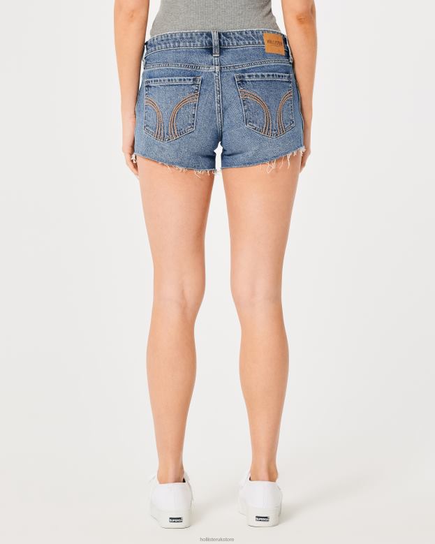 Bottoms Hollister Women Low-Rise Distressed Dark Wash Denim Shorts 3\\ 48820532 Dark Wash Raw Hem